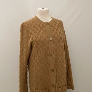 Banana republic quilted camel button long line cardigan sweater dress